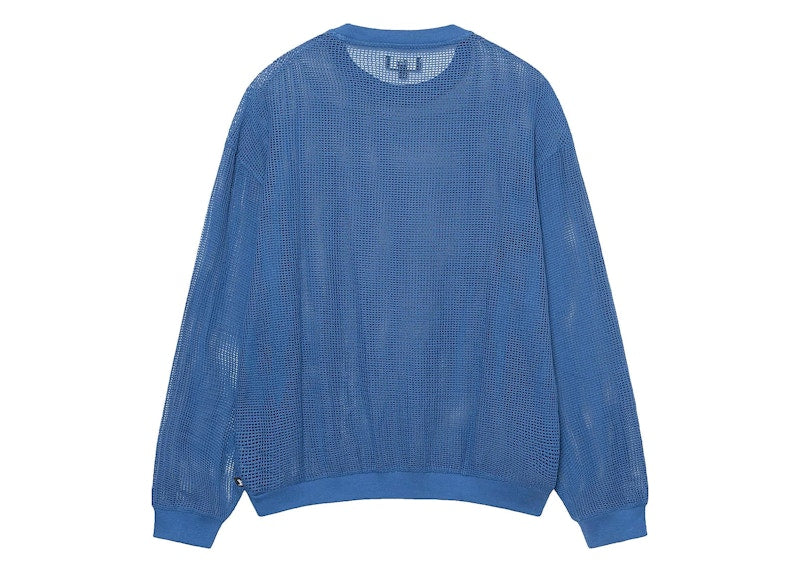 Stussy Cotton Mesh Long-Sleeve Crew Top Ocean Blue