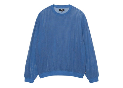 Stussy Cotton Mesh Long-Sleeve Crew Top Ocean Blue