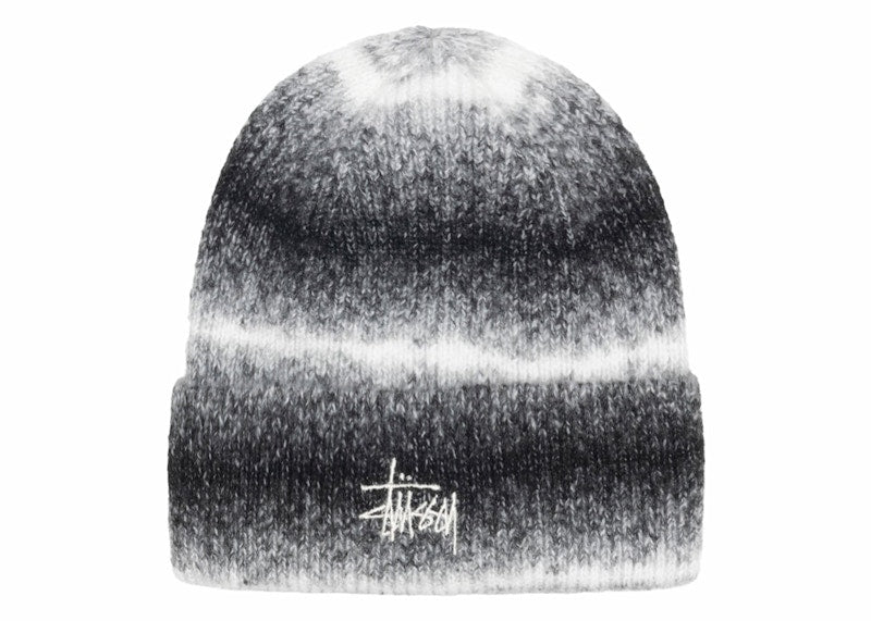 Stussy Cuff Stripe Knit Beanie Black