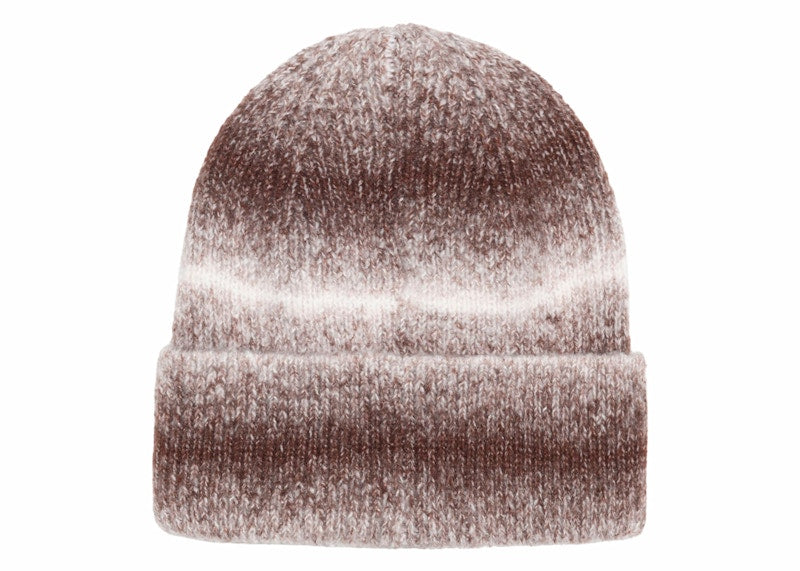 Stussy Cuff Stripe Knit Beanie Brown