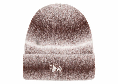 Stussy Cuff Stripe Knit Beanie Brown