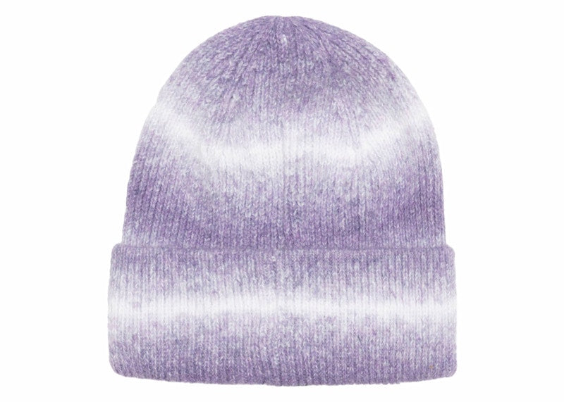 Stussy Cuff Stripe Knit Beanie Purple