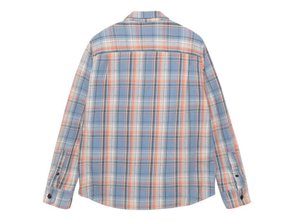 Stussy Dan Washed Cotton Plaid Shirt Blue