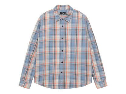 Stussy Dan Washed Cotton Plaid Shirt Blue