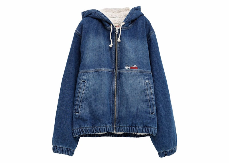 Stussy Denim Sherpa Work Jacket Washed Blue