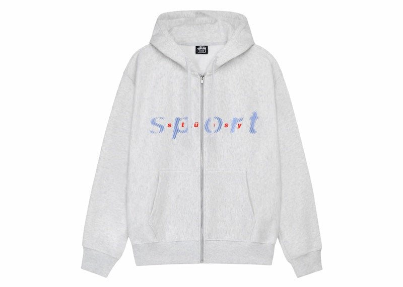 Stussy Dot Sport Zip Hoodie Ash Heather
