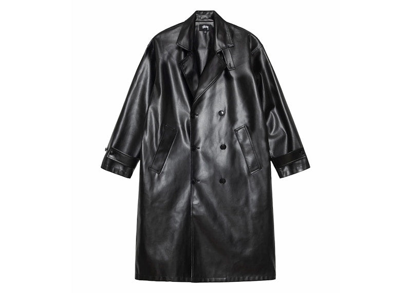 Stussy Double Breasted Trench Coat Black
