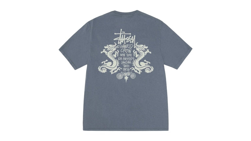 Stussy Double Dragon Pigment Dyed Tee Navy