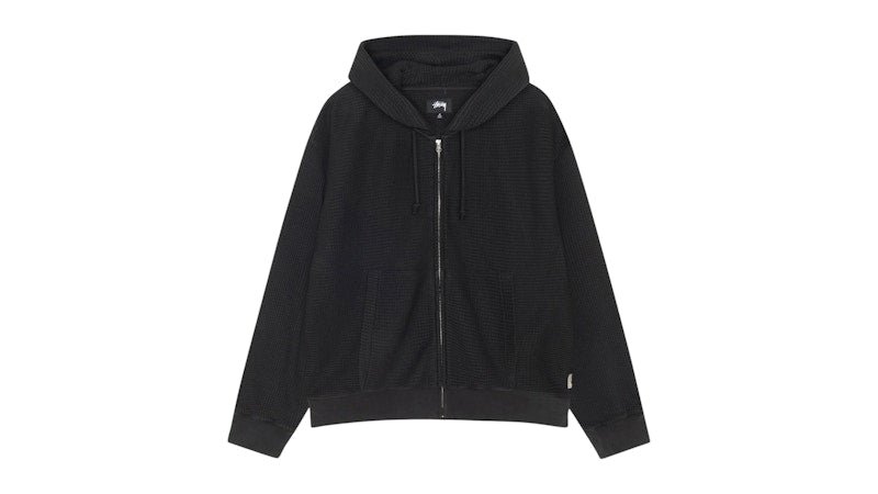 Stussy Double Layer Waffle Zip Hoodie Black