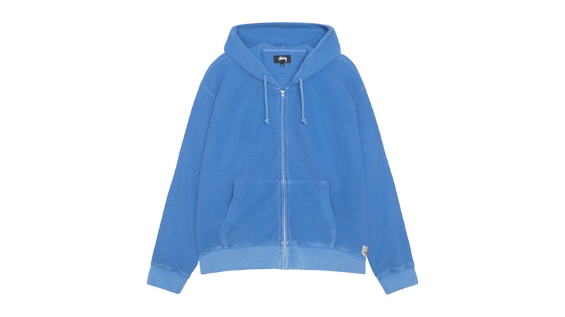 Stussy Double Layer Waffle Zip Hoodie Blue