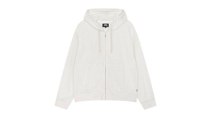 Stussy Double Layer Waffle Zip Hoodie Off White