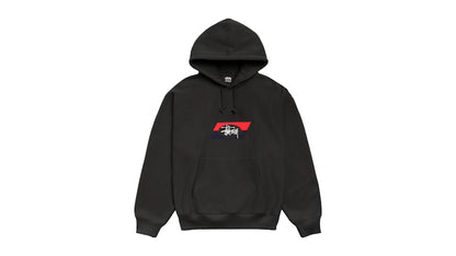 Stussy Double Stripe Embroidered Hoodie Black