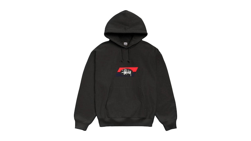 Stussy Double Stripe Embroidered Hoodie Black