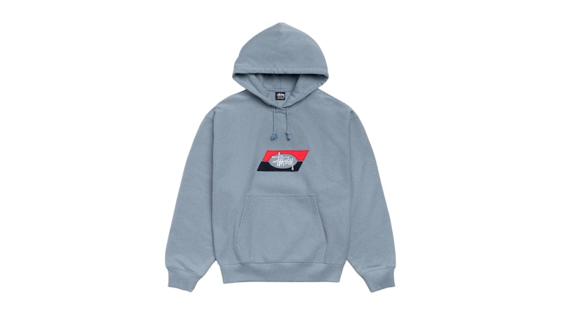 Stussy Double Stripe Embroidered Hoodie Slate