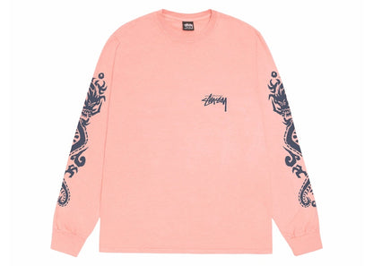 Stussy Dragons Pigment Dyed L/S Tee Coral