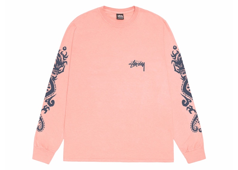 Stussy Dragons Pigment Dyed L/S Tee Coral