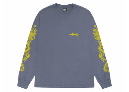 Stussy Dragons Pigment Dyed L/S Tee Indigo