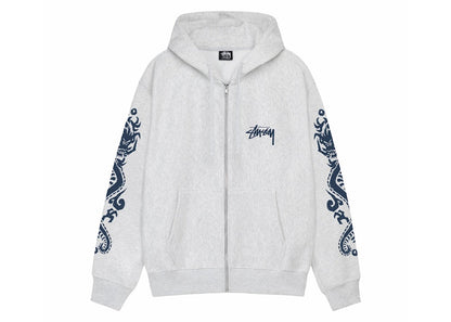 Stussy Dragons Zip Hoodie Ash Heather