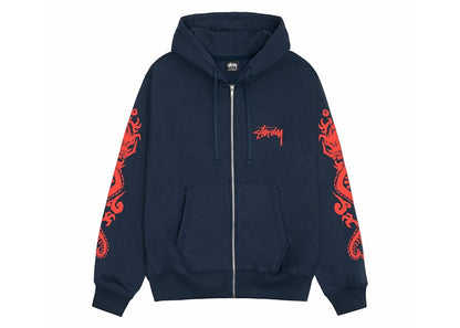 Stussy Dragons Zip Hoodie Navy