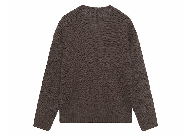 Stussy Embroidered V-Neck Logo Sweater Brown