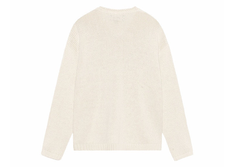 Stussy Embroidered V-Neck Logo Sweater Natural
