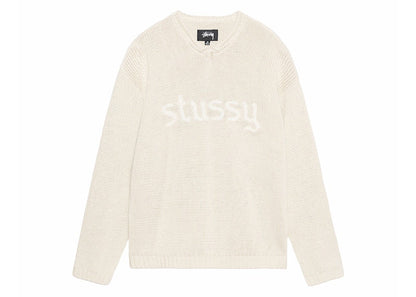 Stussy Embroidered V-Neck Logo Sweater Natural