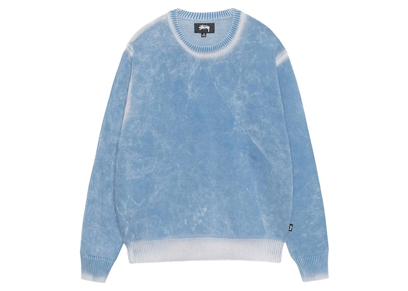 Stussy Faded Cotton Knit Crew Blue