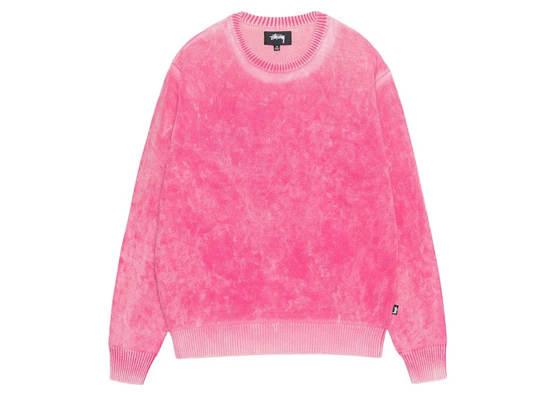 Stussy Faded Cotton Knit Crew Pink
