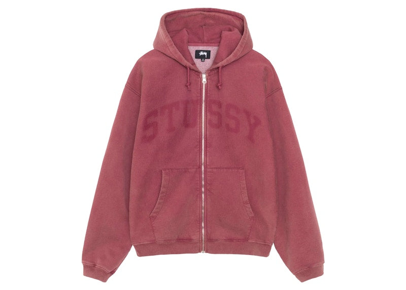Stussy Faded Graphic Zip Hoodie Burgundy