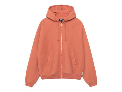 Stussy Fleece Raglan Zip Hoodie Brick