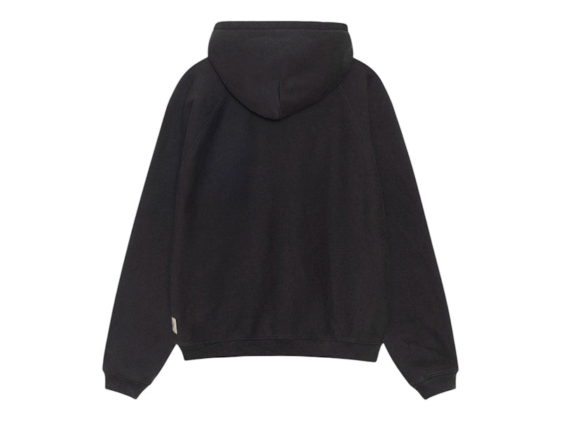 Stussy Fleece Raglan Zip Hoodie Washed Black