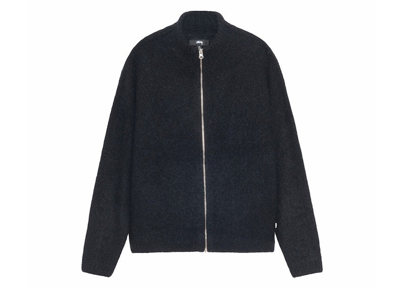 Stussy Full Zip Brushed Merino Sweater Black