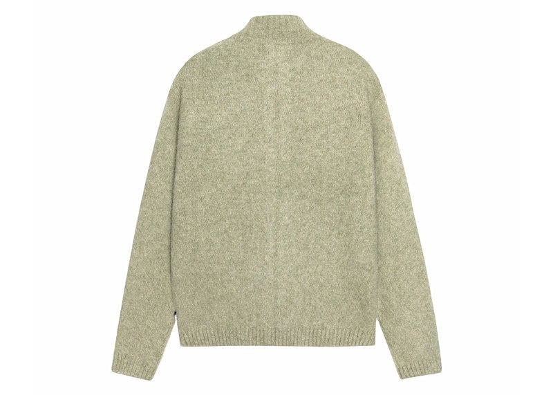 Stussy Full Zip Brushed Merino Sweater Sage