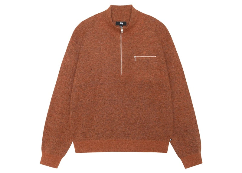 Stussy Half Zip Mock Neck Sweater Clay