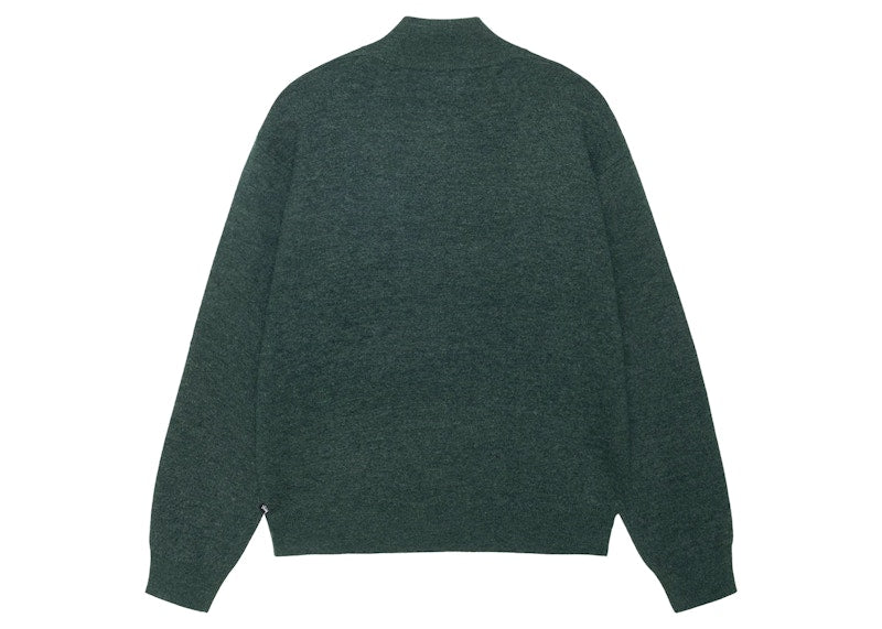 Stussy Half Zip Mock Neck Sweater Dark Green