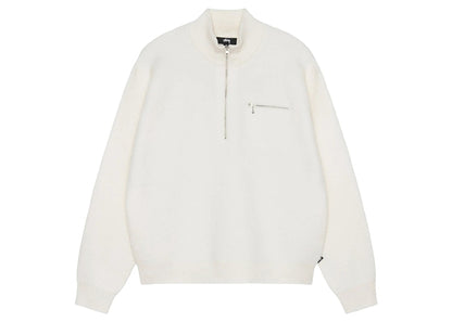 Stussy Half Zip Mock Neck Sweater Ivory