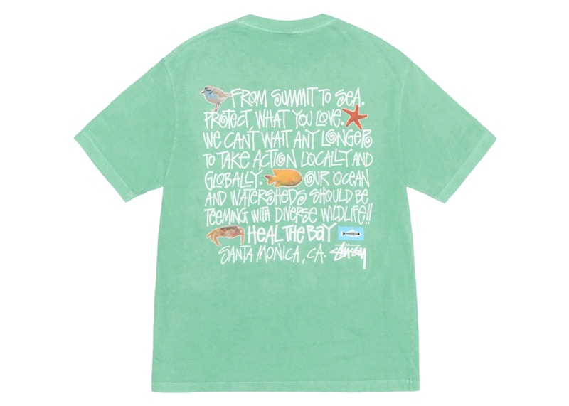 Stussy Heal The Bay Pigment Dyed Summit To Sea Tee Seafoam