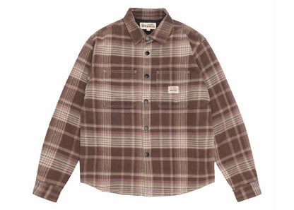 Stussy Heavy Washed Plaid Shirt Brown