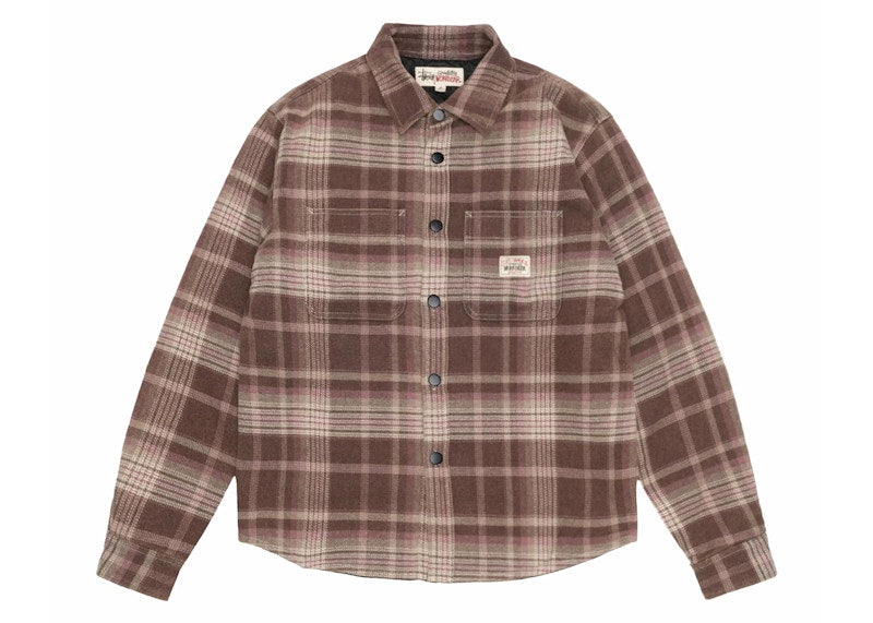 Stussy Heavy Washed Plaid Shirt Brown