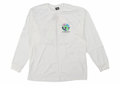 Stussy Iridescent 8 Ball L/S Tee White