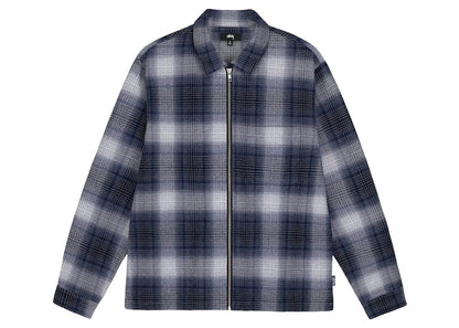 Stussy Jack Shadow Plaid Zip Shirt Navy
