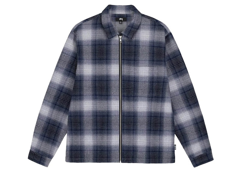 Stussy Jack Shadow Plaid Zip Shirt Navy