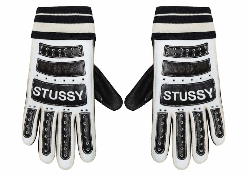Stussy Leather Bike Gloves Black/White