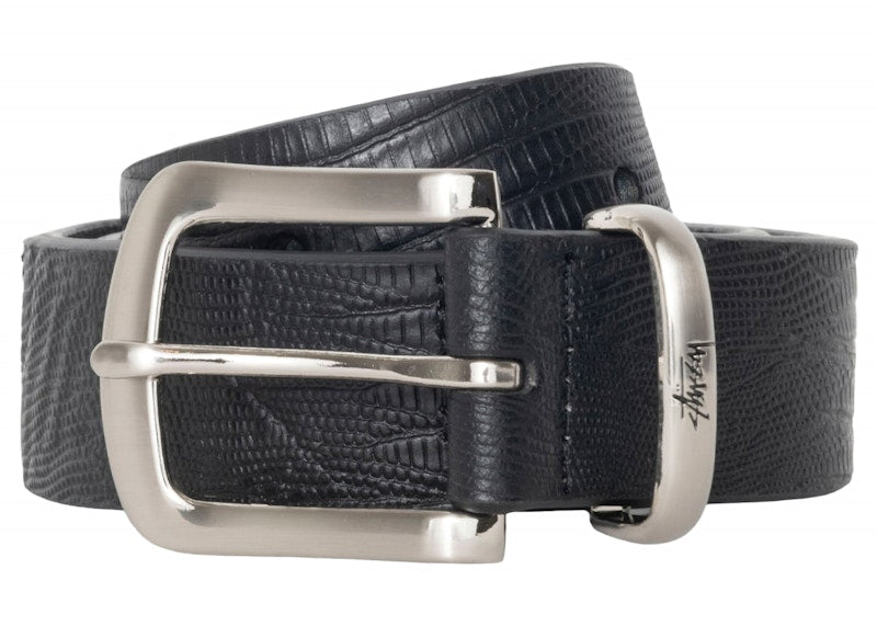 Stussy Lizard Texture Underlay Belt Black