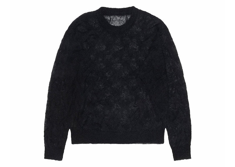 Stussy Loose Knit Cross Cable Sweater Black