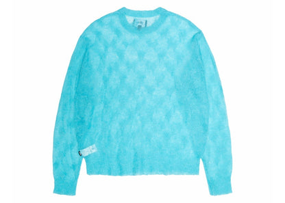 Stussy Loose Knit Cross Cable Sweater Cyan