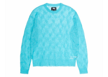 Stussy Loose Knit Cross Cable Sweater Cyan