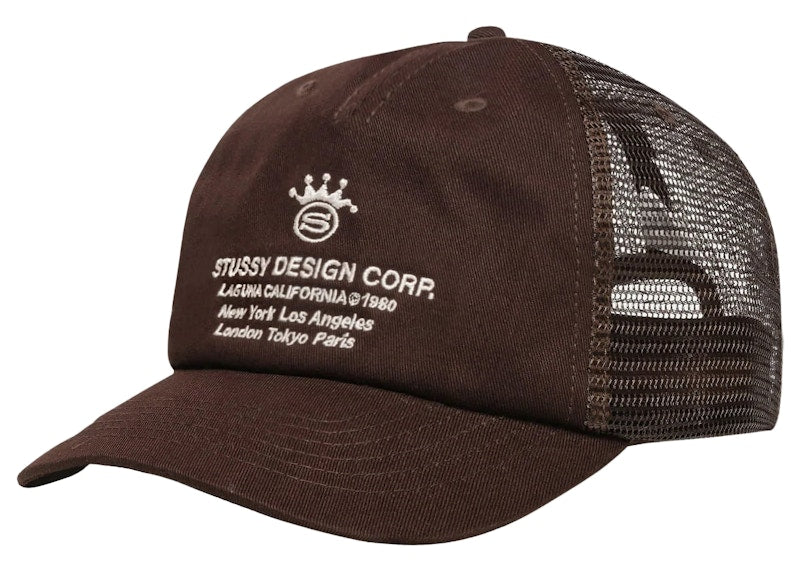 Stussy Low Profile Design Corp Trucker Snapback Brown