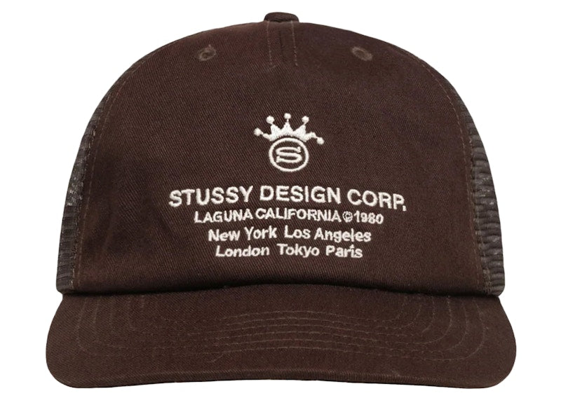 Stussy Low Profile Design Corp Trucker Snapback Brown