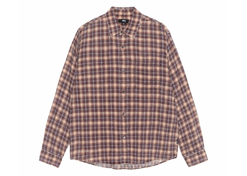 Stussy Matthew Printed Plaid Shirt Brick